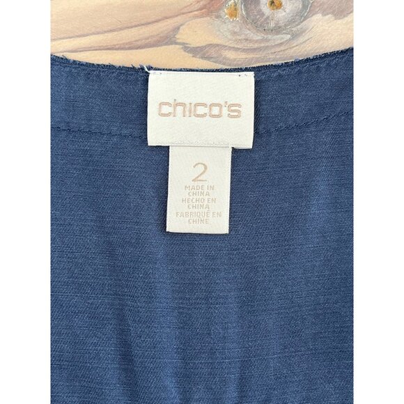 Chicos Asymmetrical Hem Vest Womens 2 Blue 100% Lyocell - Picture 4 of 8